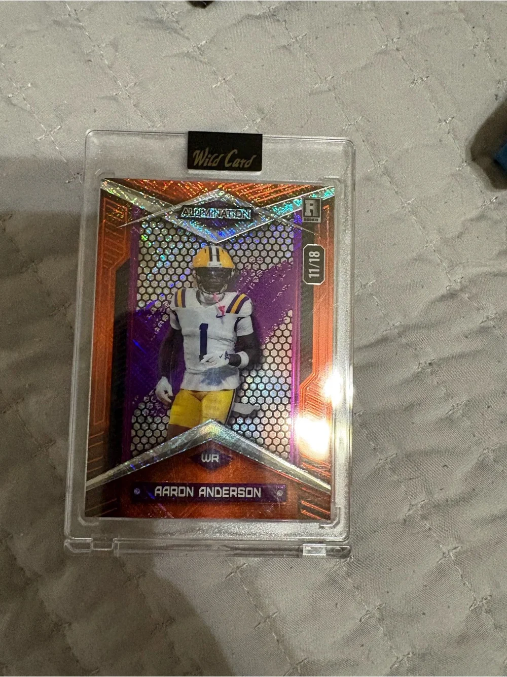 Aaron Anderson Football Trading Card - Purple & Orange Holographic